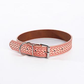 Soft PU Leather Medium Pet Dog Collar Decors Pet Supplies(Pink M)