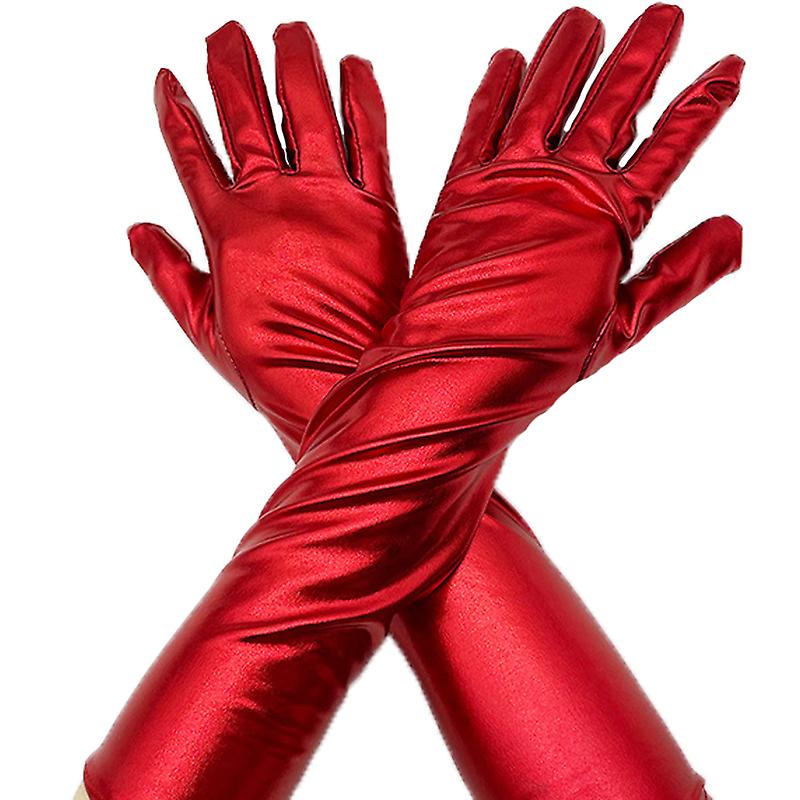 1 Pair Retro Long Leather-look Gloves For Women Cosplay Costume Outfit Accessory