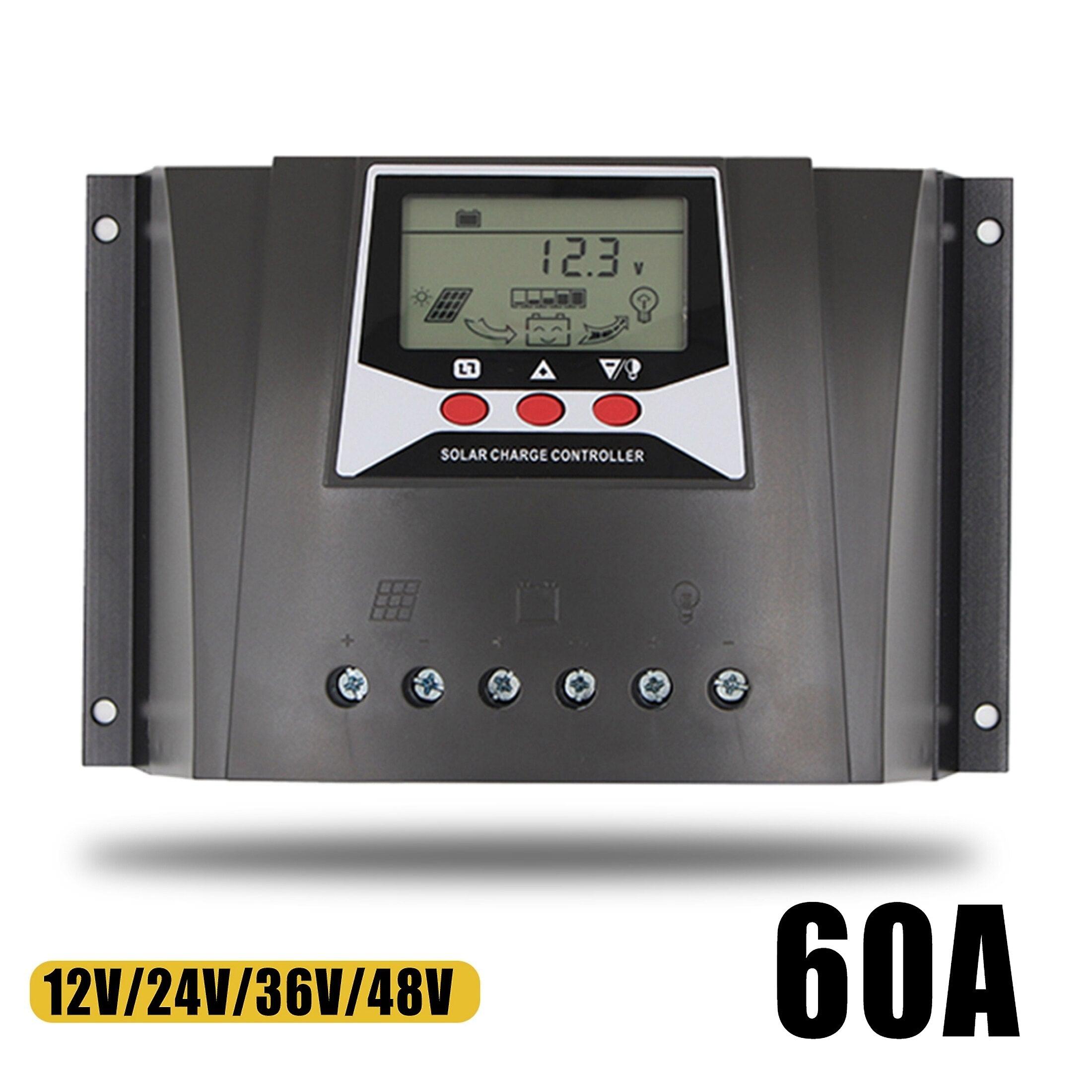 Solamr 50a 60a Solar Charge Controller 12v/24v/36v/48v Automatic Identification Voltage Intelligent Regulator With Lcd Display