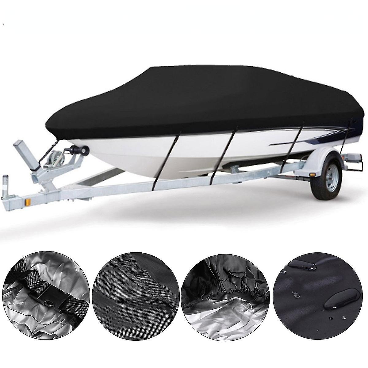 Wasserdichte Bootsabdeckung, strapazierfähiges Polyester-Canvas in Marinequalität, trailerbar, passend für V-Rumpf, Dreirumpfboot, Runabout