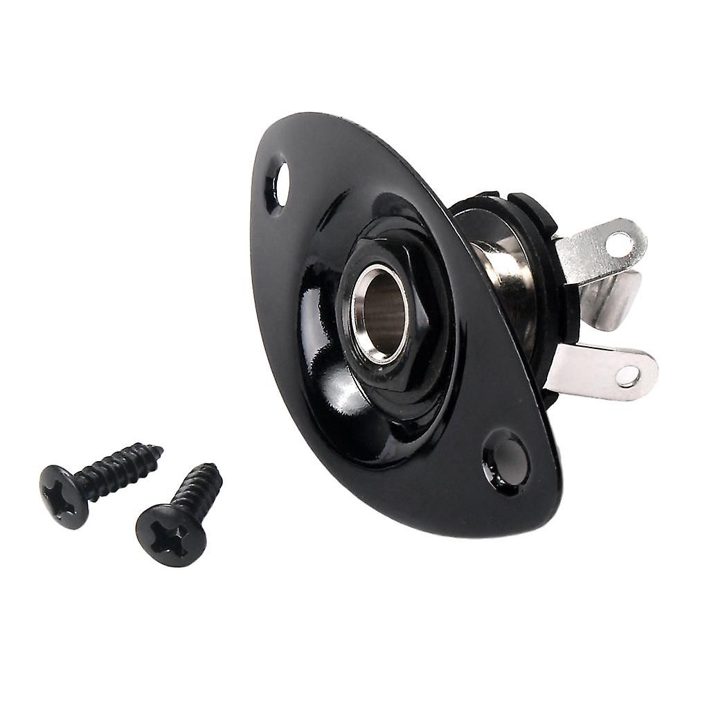 Oval 1/4" 6.35mm Electric Guitar Ukulele Output Input Jack Plug Socket black