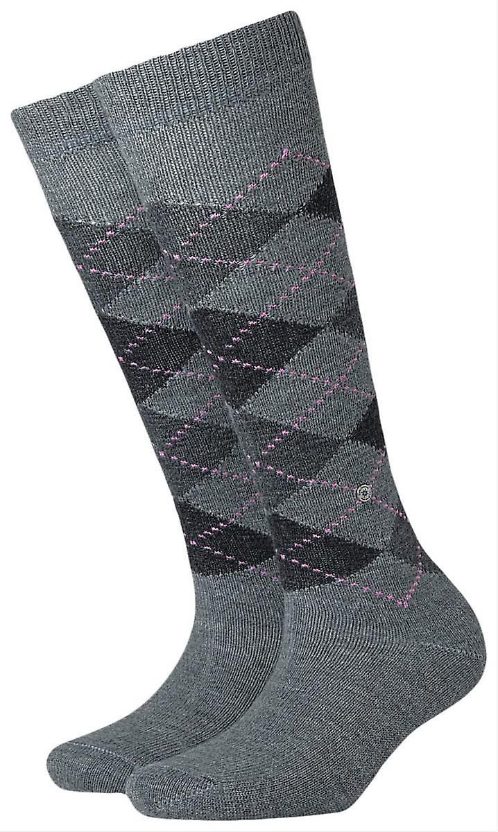 Burlington Whitby Knee High Socks - Light Grey/Pink