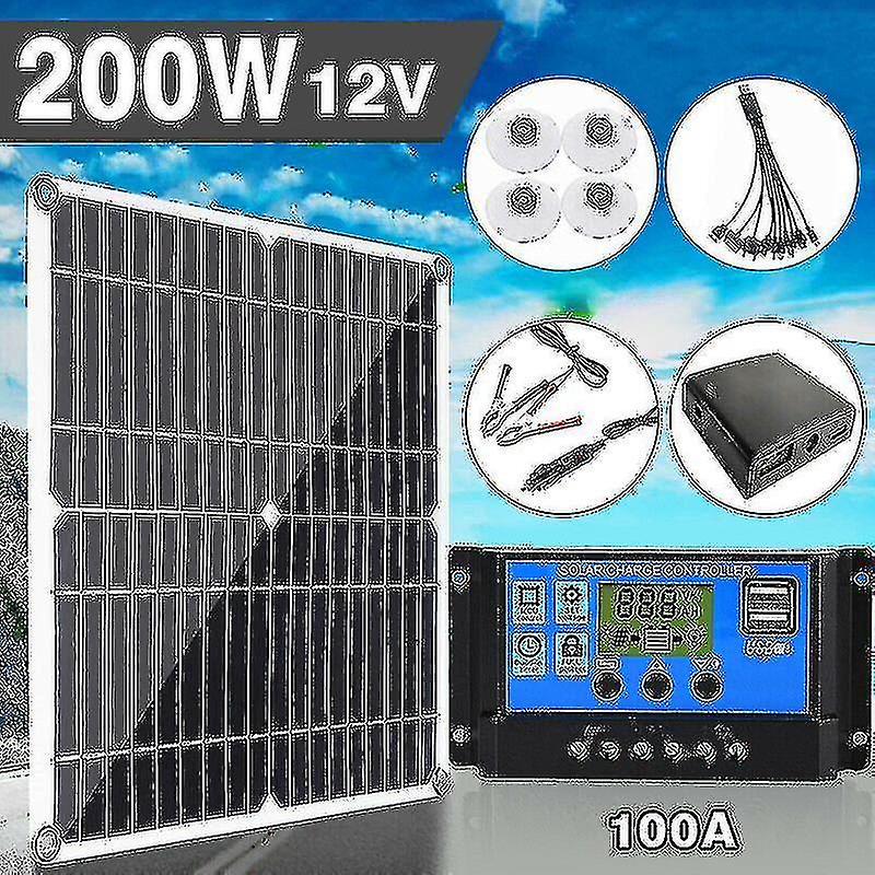 200w Solar Panel Kit 12v Usb Battery Charger With Controller For Caravan Van Boat Flexible Rv Free Shipping