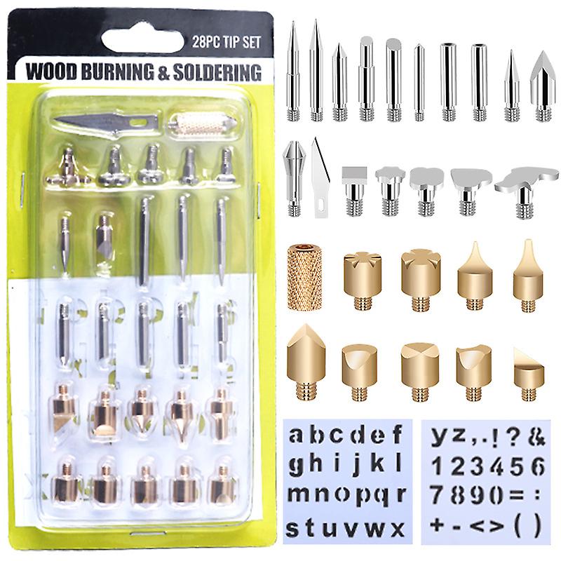 Versatile 28-piece Set Of Engraving And Pyrography Pen Tips For Precision Crafting