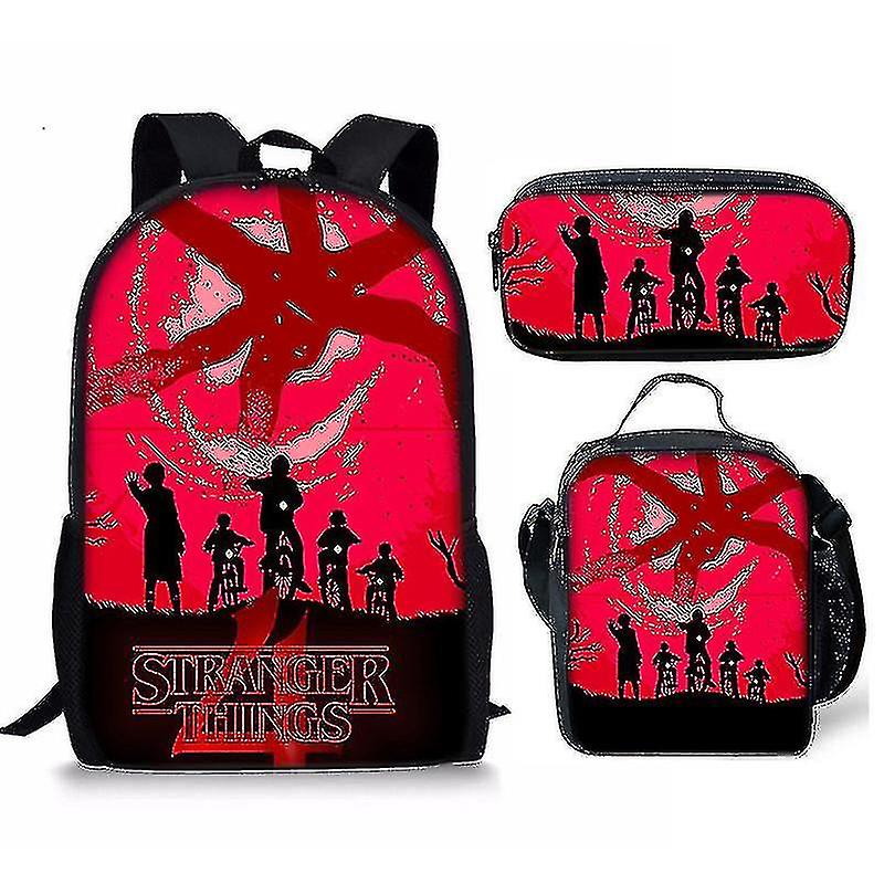 DUqi Stranger Things 4 Zaino per studenti Zaino per bambini Borsa per pasti 15 pen bag