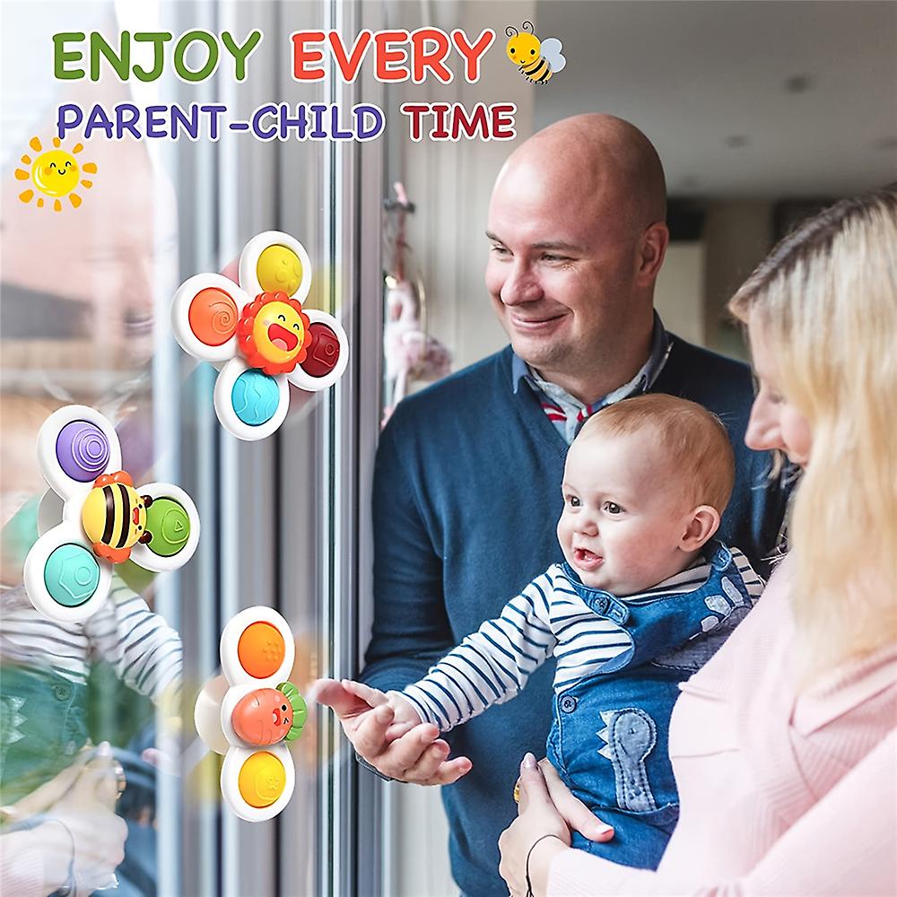 3pcs Multifunctional Baby Suction Cup Spinning Top Toys Decompression Toys Top Sucker Toy Baby Pressing Exercise Finger