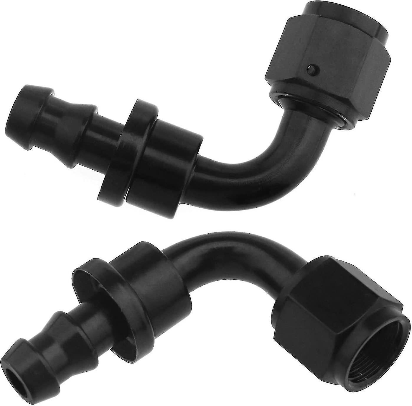 Fuel Hose Fitting 90 Degree Socketless Black Replacement For An-8 Push-in Hose (black) (2pcs)