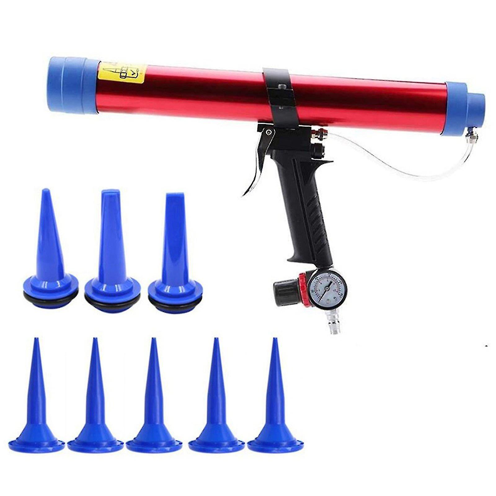 Air Press Tool Pneumatic Glass Glue High Quality Red Color 600ml Size Aluminum Alloy Material Caulking Guns Set
