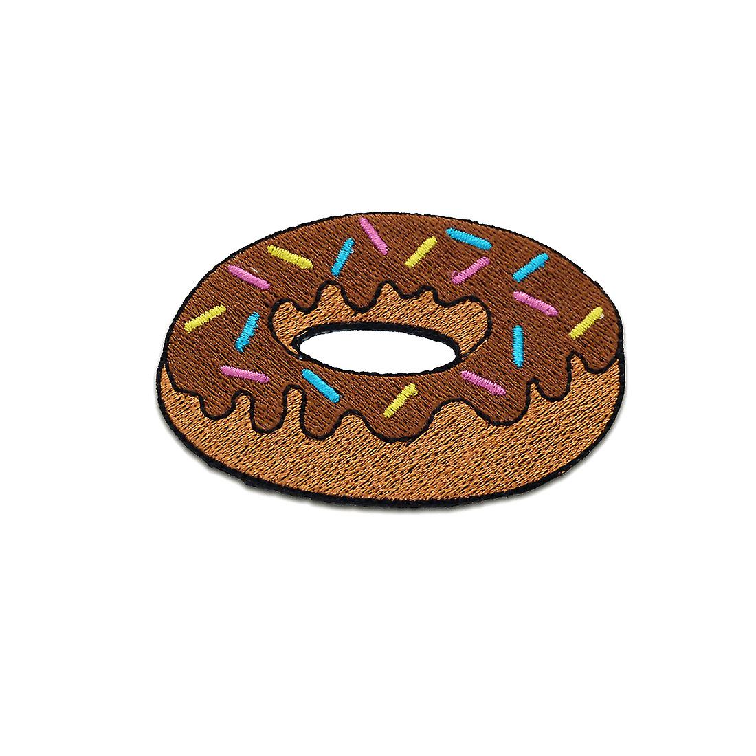 Patch - Donut Food with Sprinkles – brown – 7.3x5.3cm - Patch