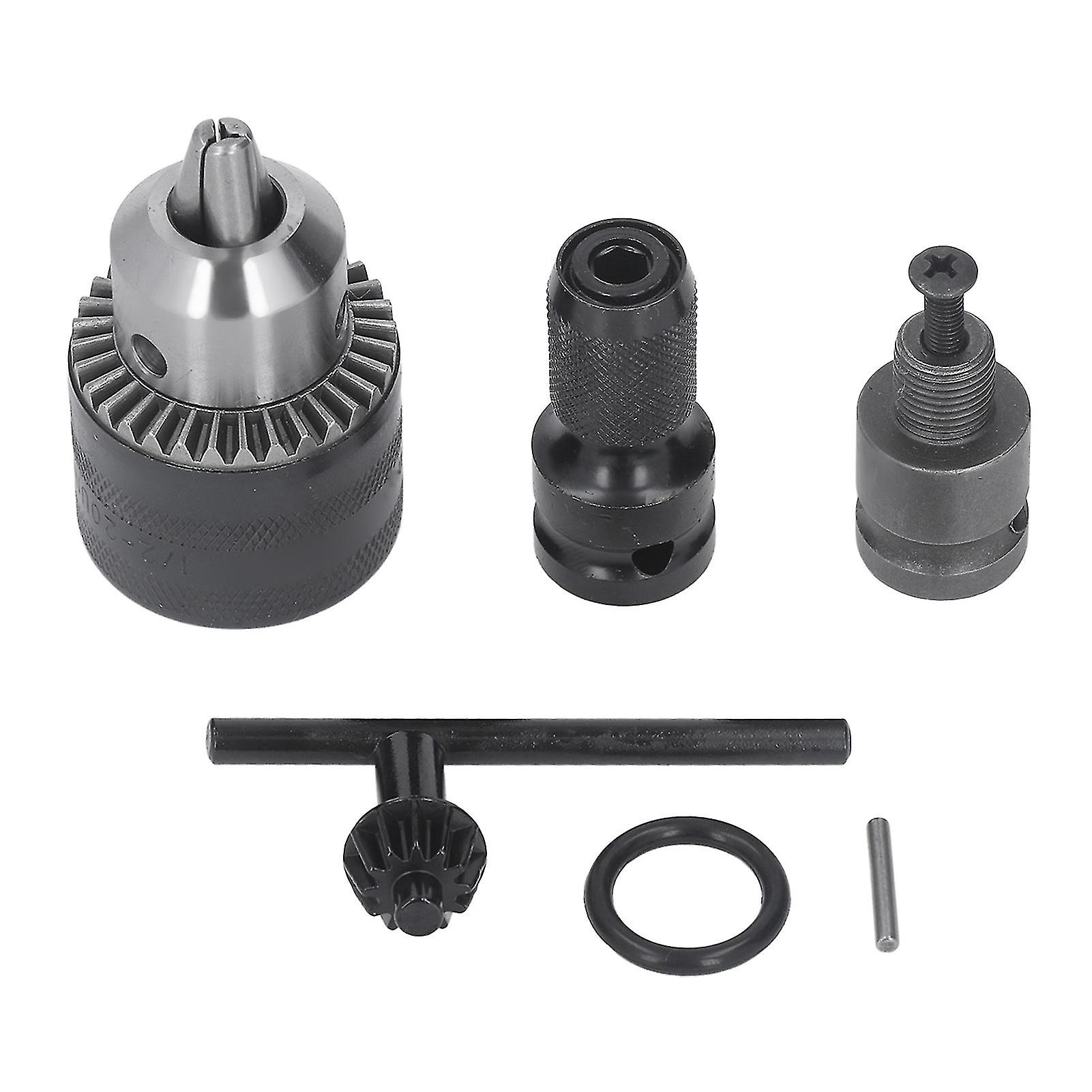 1/16 to 1/2 in 3-Jaw Drill Chuck with Wrench for Air Impact Drill Driver, Lathe, Milling Machine