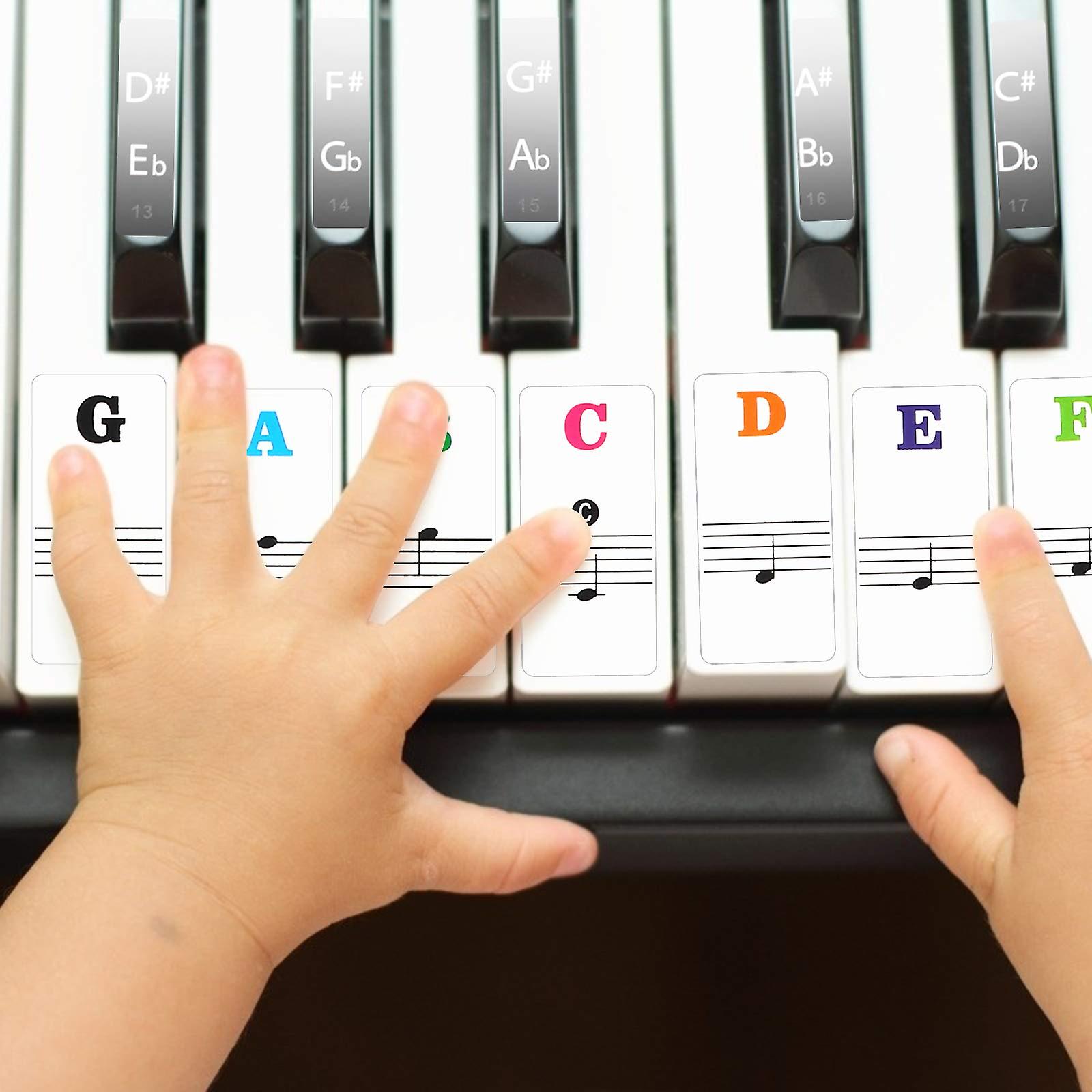 Piano Key Stickers for Beginners Piano Key Note Sticker Electronic Keyboard Stickers Clear Plastic Removable for 32 76 61 88 Keys Multicolor