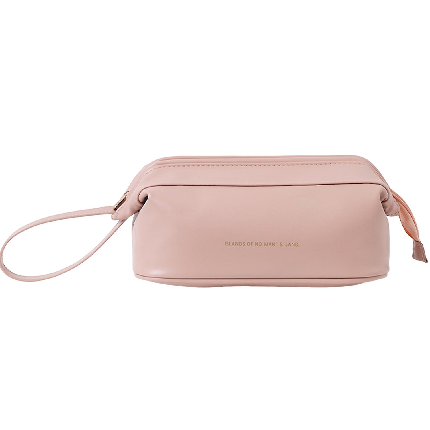 Storage Pouch Multipurpose Big Opening Design Waterproof Portable Storage Items Solid Color Faux Lea