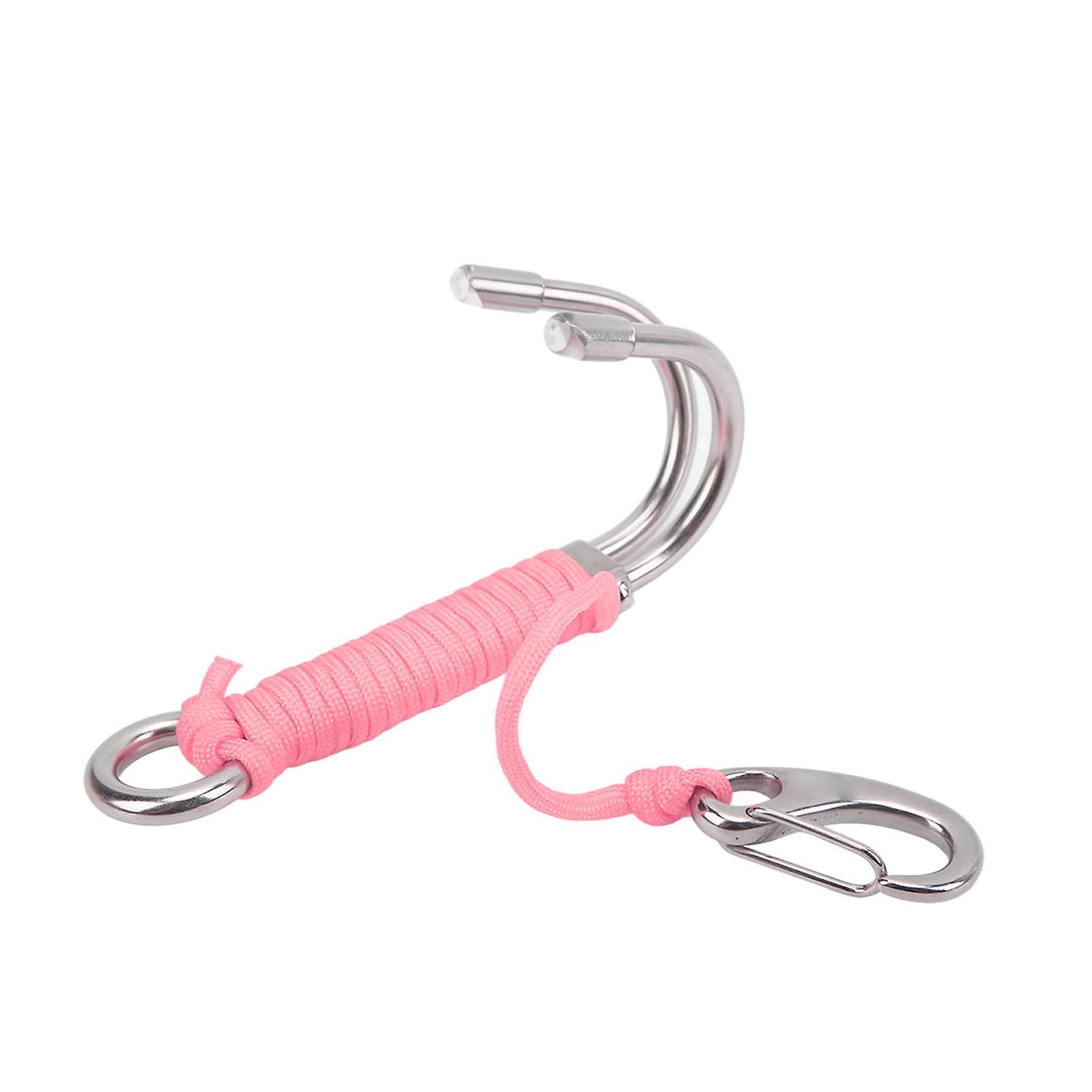 Drift Hook Scuba Diving Double Dual Stainless Steel Drift Hook με τη γραμμή για Cave DivePink