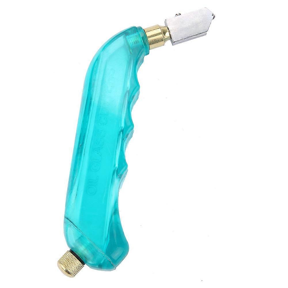 Portable Oil Glass Cutter, Professional Glass Cutting Tool with Plastic Handle (Blue)