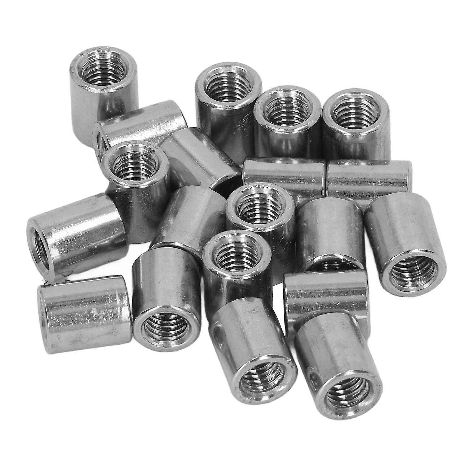 20Pcs M8 Female Thread Coupling Nut Kit Stainless Steel Rugged Threaded Coupling Nut Kit for Repairing 