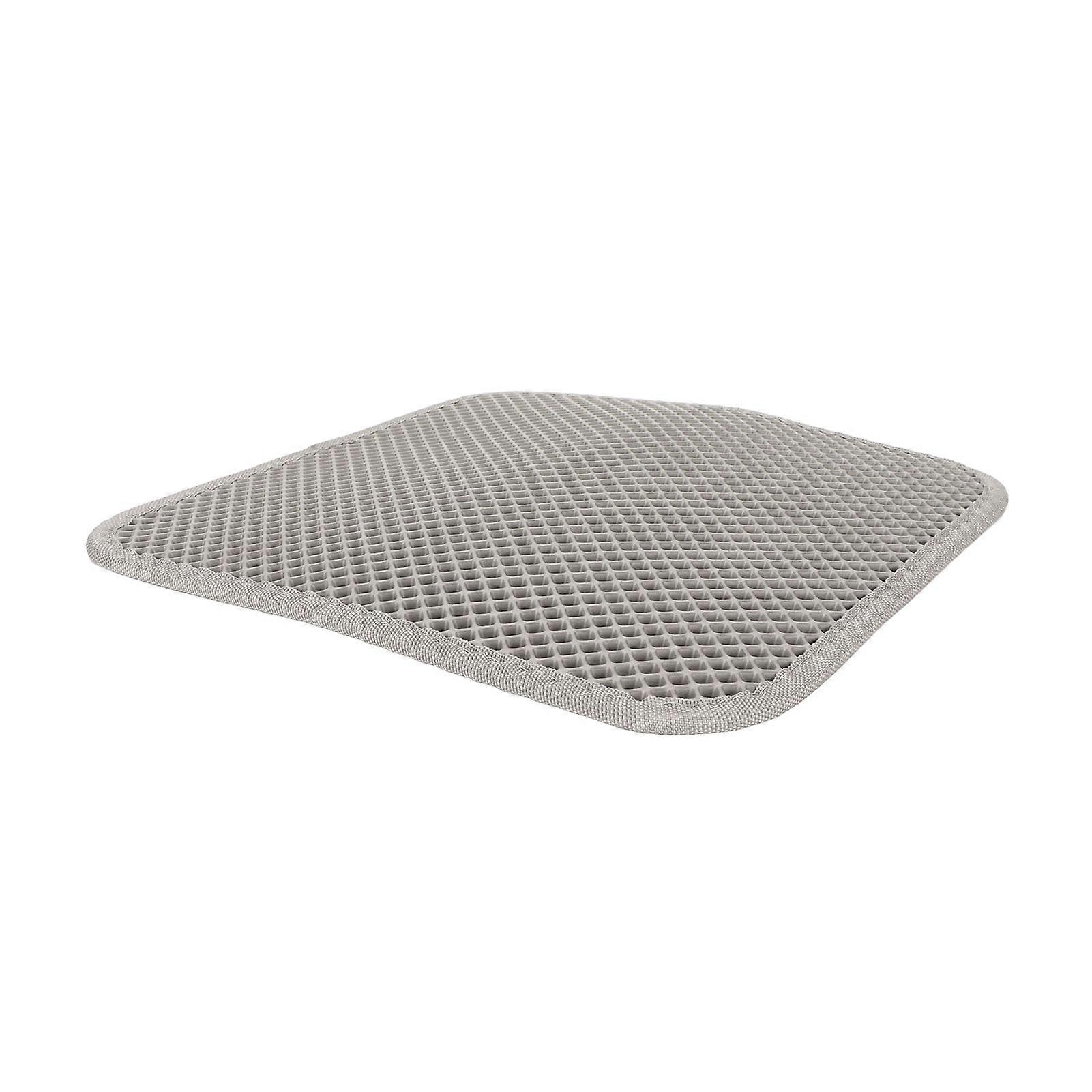 Cat Litter Pad Prevent Slip Waterproof Bottom Double Layer EVA Litter Trapping Mat for Kitten 30x30cm Gray