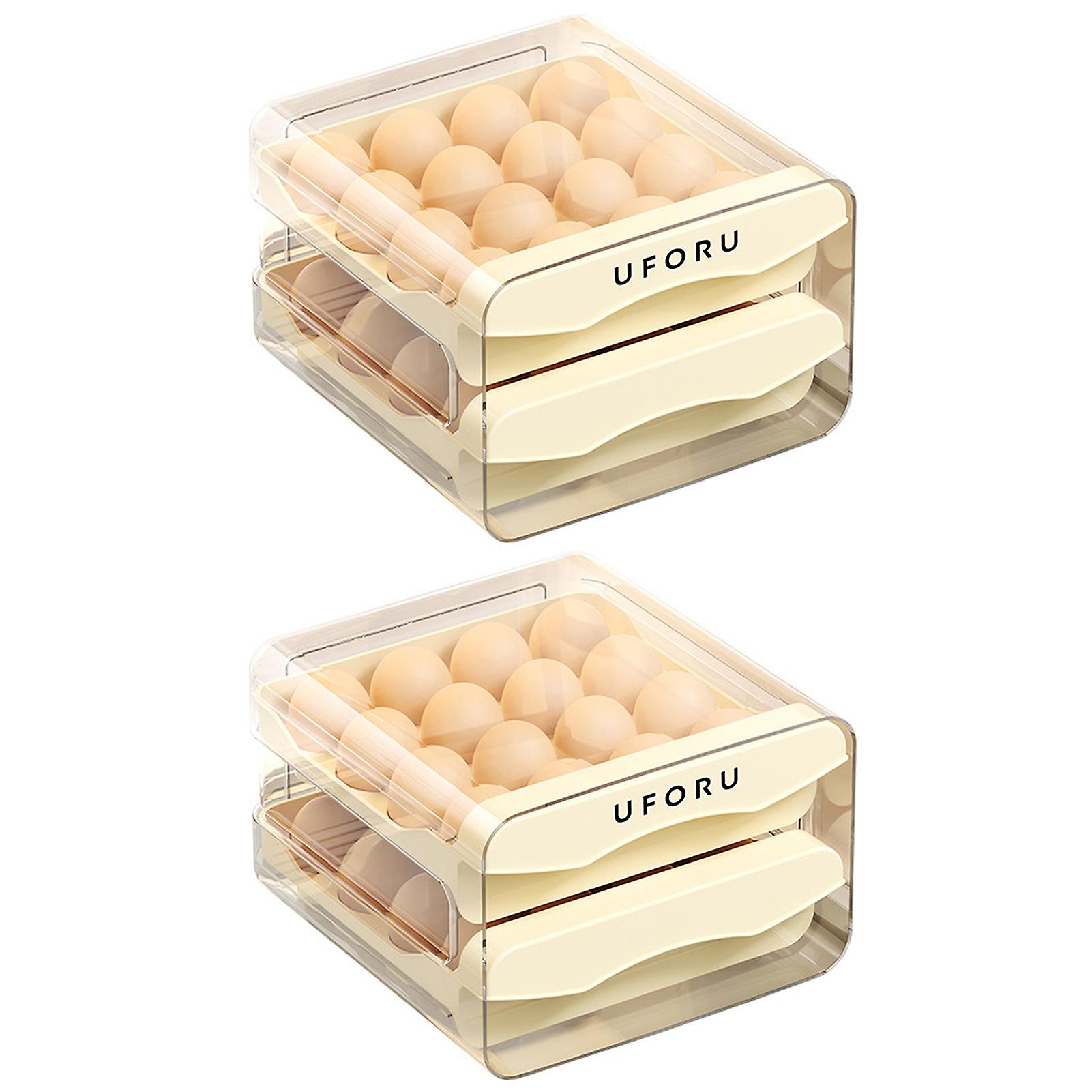 Egg Freshs Storage Box with Double Layer Durable Stable Egg Freshing Carrier for Refrigerator