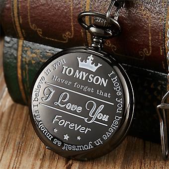 Vintage-Quarz-Taschenuhr, Stil: Forever (Schwarz) Forever (Schwarz)