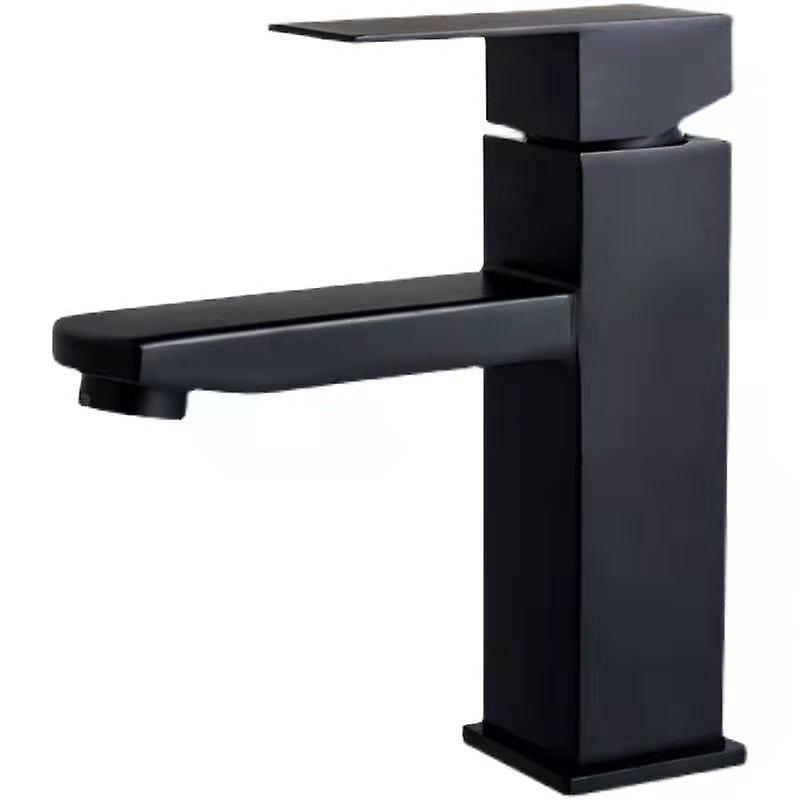 thumbnail image 1 of Grifo mezclador de lavabo negro mate, grifos de lavabo de baño negros de una sola palanca, con agua sin plomo, 1 of 3