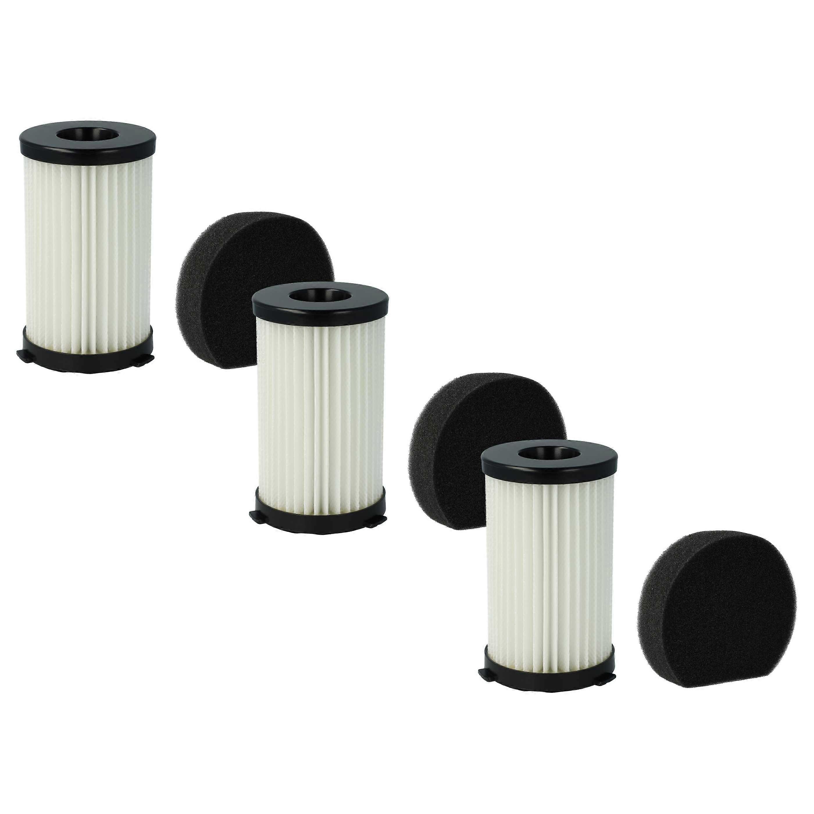 vhbw 3x Staubsaugerfilter kompatibel mit Turbo Tronic TT-VS6 Turbo Stick Staubsauger - HEPA-Filter Schwarz Weiß