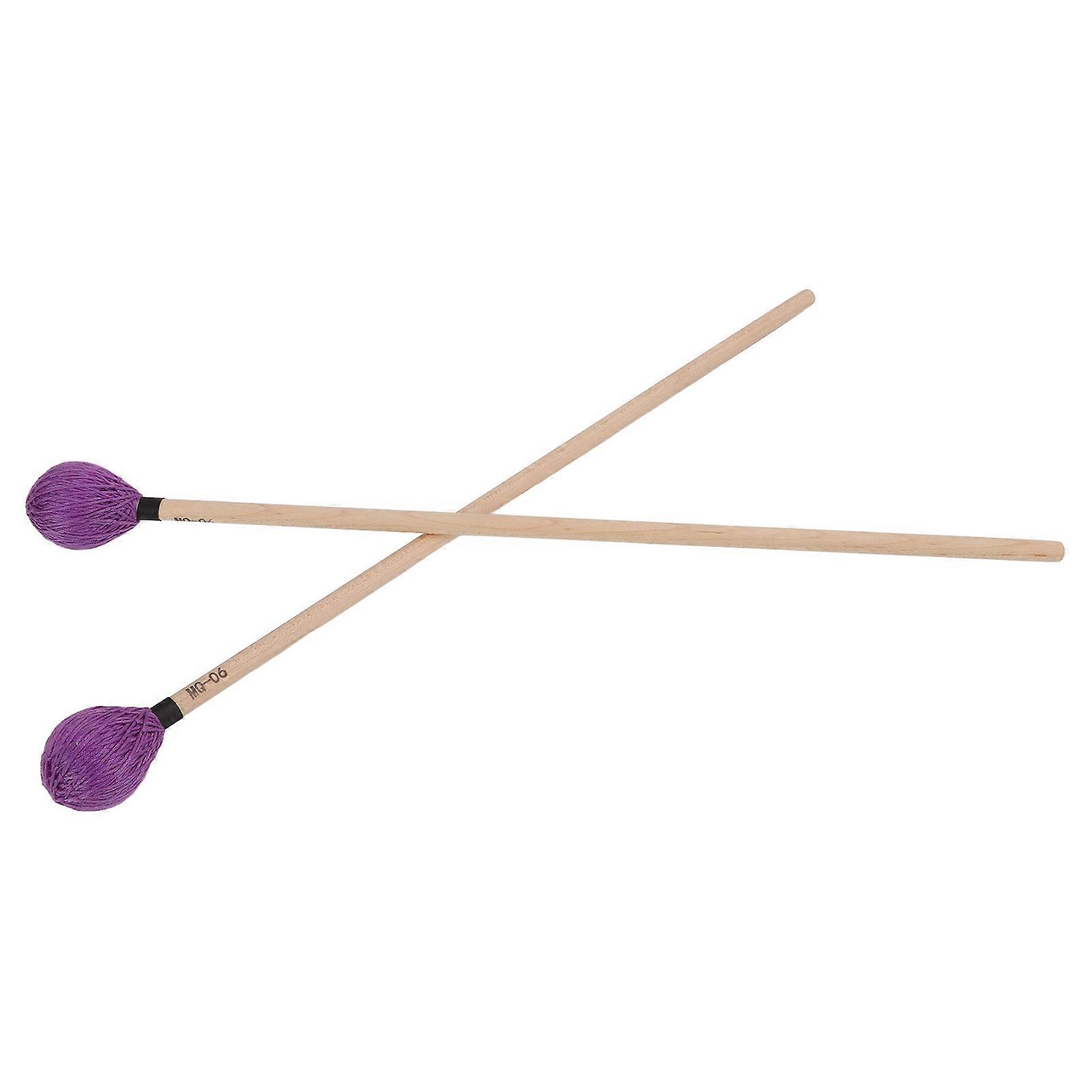 1 Pair Marimba Mallets Medium Hard Yarn Head with Maple Handle for Percussion Playing MQ‑06Purple