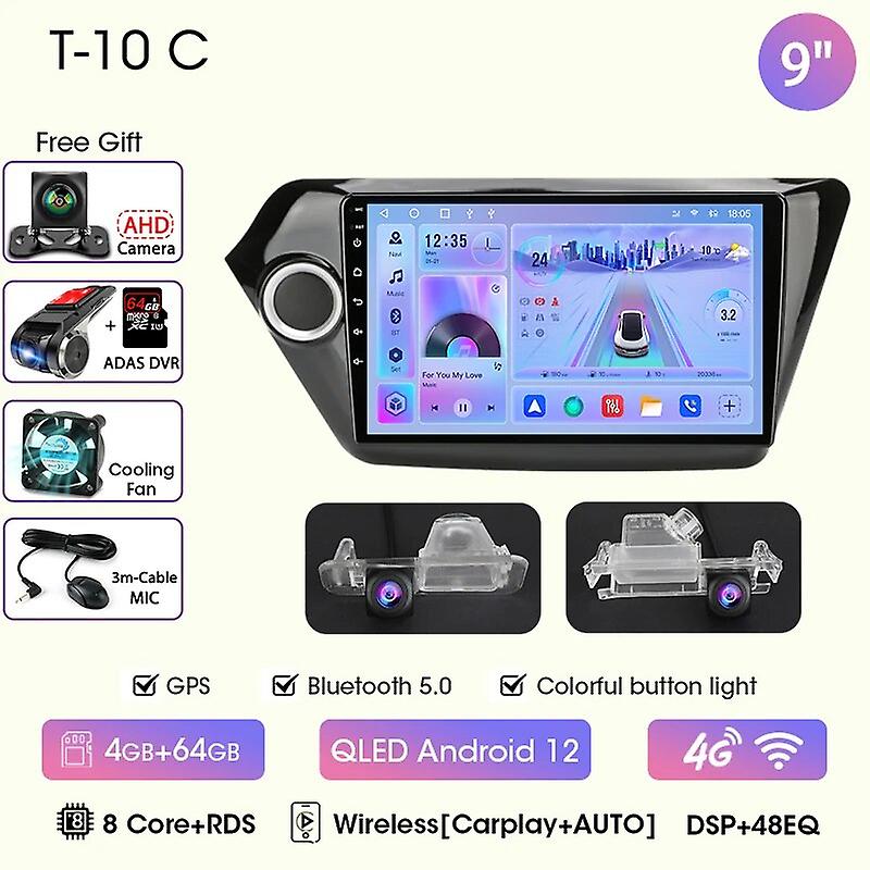 9" Car Radio For Kia Rio 3 2011 2012 2013 2014 2015 2016 Android 12 Wireless Carplay Auto Multimidia Video Player Head Unit
