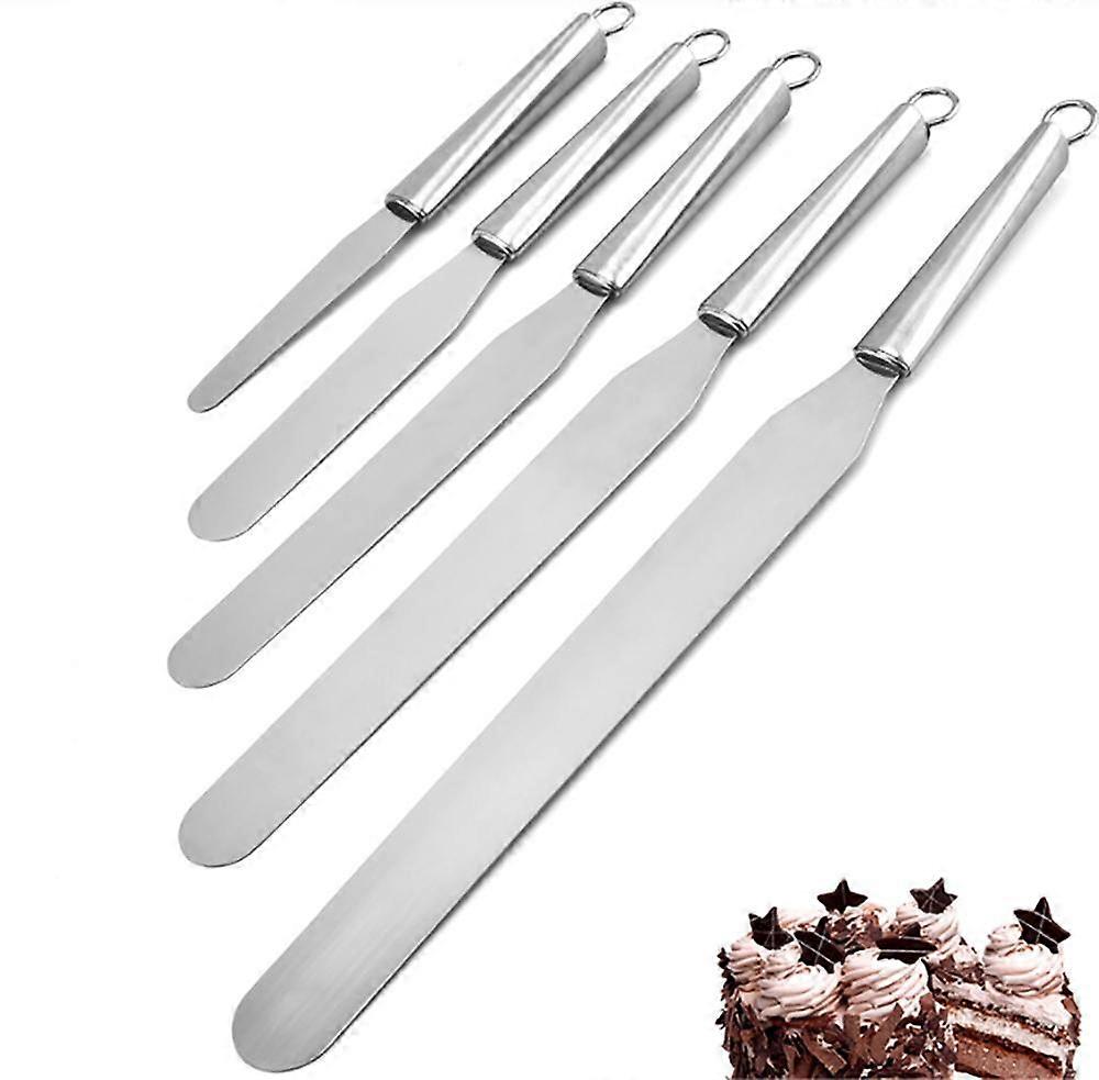 Spatula Stainless Steel Spatula Set - 3 Pcs Straight Spatulas with 1 Angled Spatula, Cake Knife & Cake Knife, Cake Accessories, Icing Spatula Set for