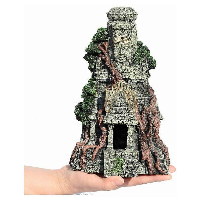 Aquarium Decoration Cave Buddha Statue Building Aquarium Decoration, Hideout for Fish, Shrimp and Reptiles