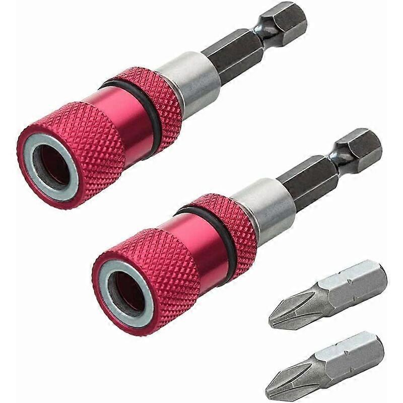 2pcs Magnetic Bit Holder with Depth Stop 1/4 Inch Screwdriver Chuck Magnetic Drywall Socket Screwdriver Bits for Quick Release Bar