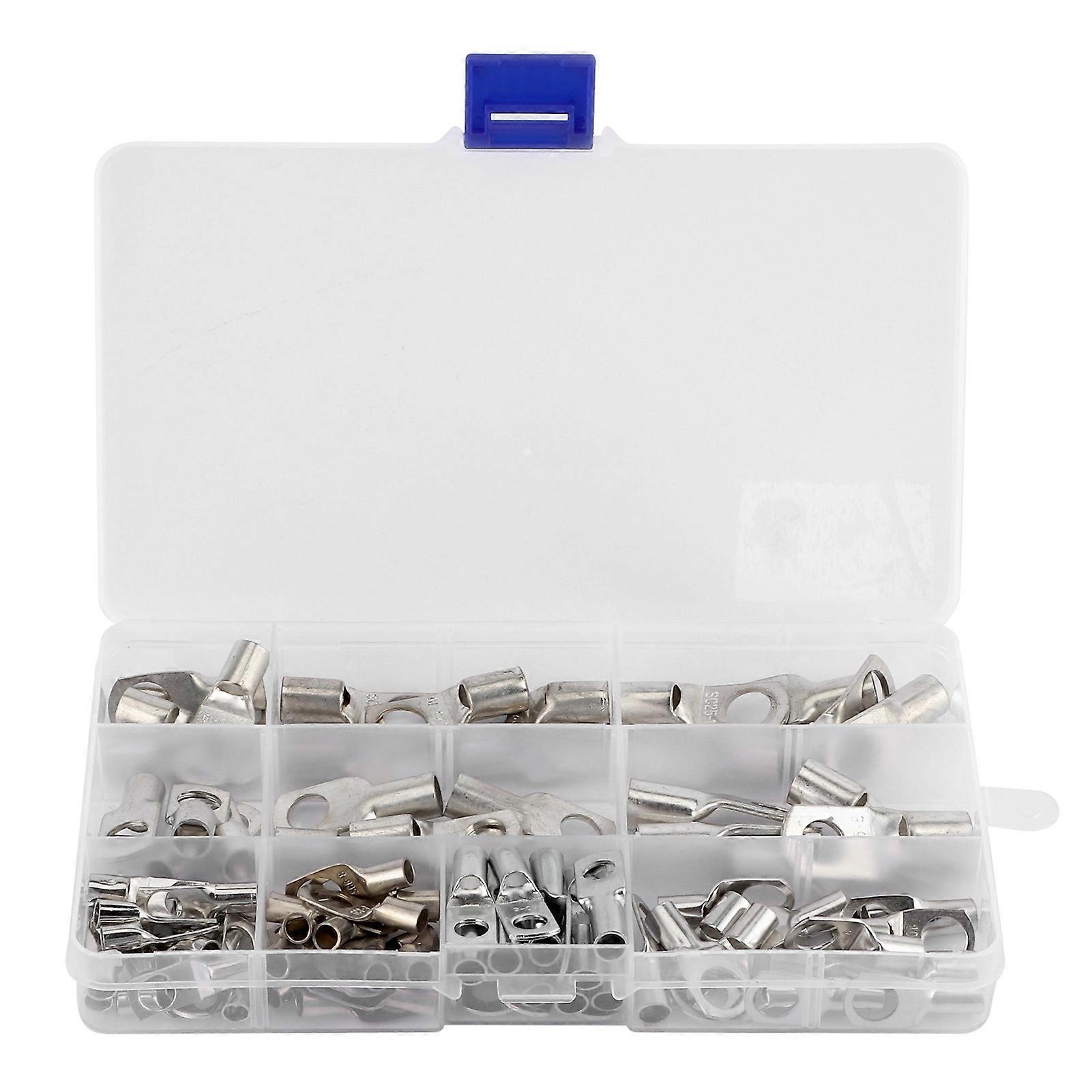 90pcs SC Battery Wire Lugs Tinned Copper Crimp Rings Connectors Eyelets for Auto Car Marine E2U811