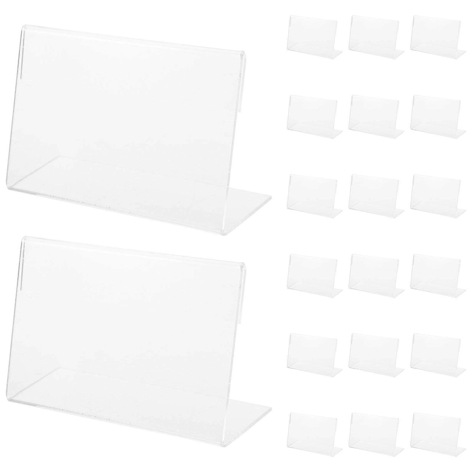 20Pcs Transparent Acrylic Price Tag Display Stands L Shape Display Stands