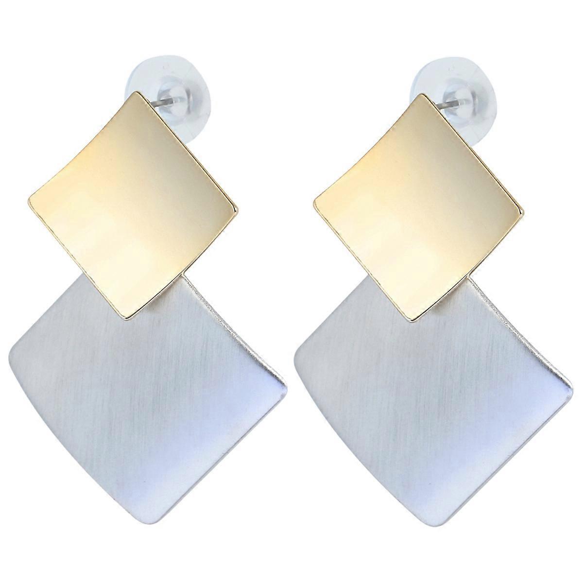 Earrings-Retro Chic Gold Silver Blend-Geometric Glam