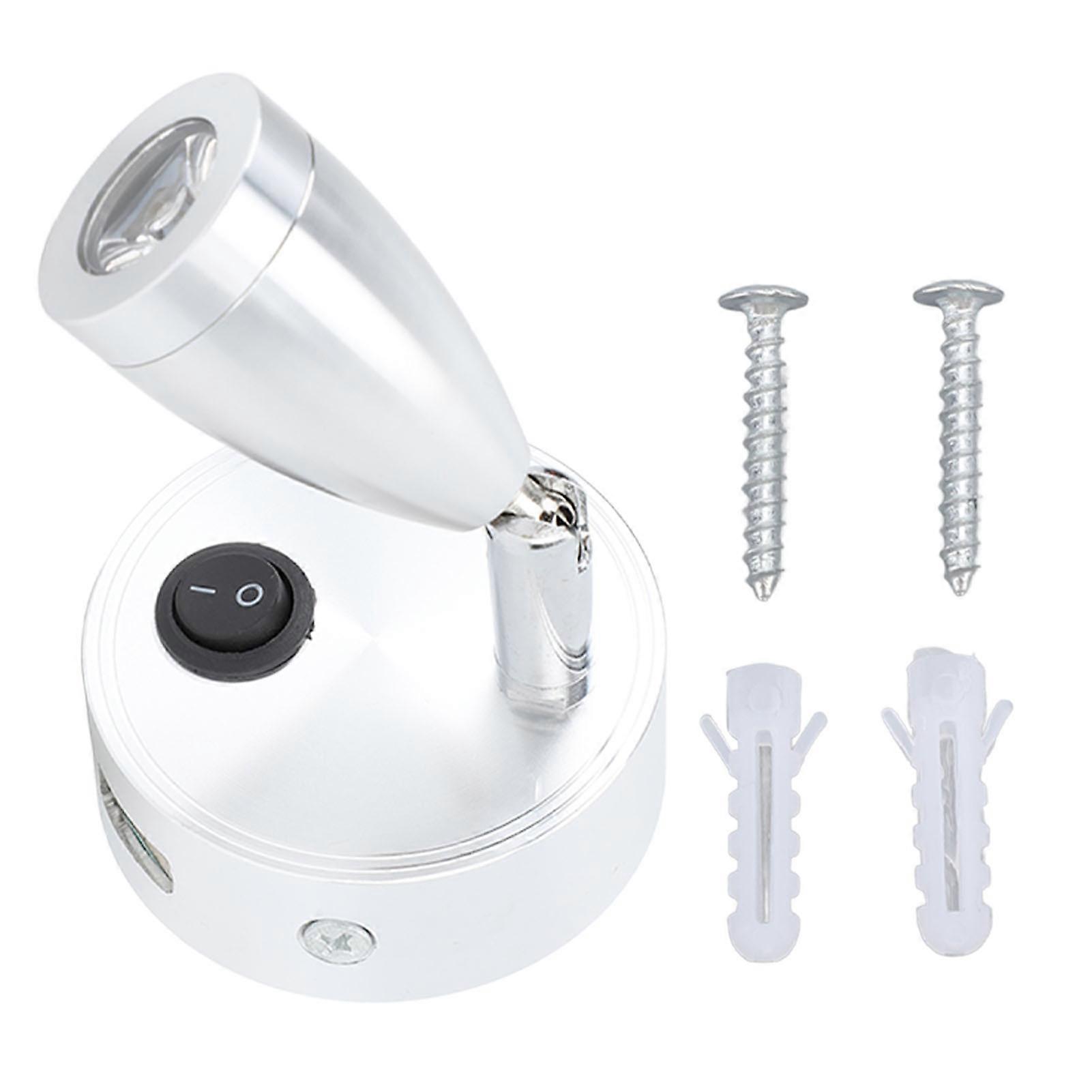 DC10?30V LED RV Bedside Lamp Aluminum Alloy High Brightness RV Reading Light for Yachet Boat Silver