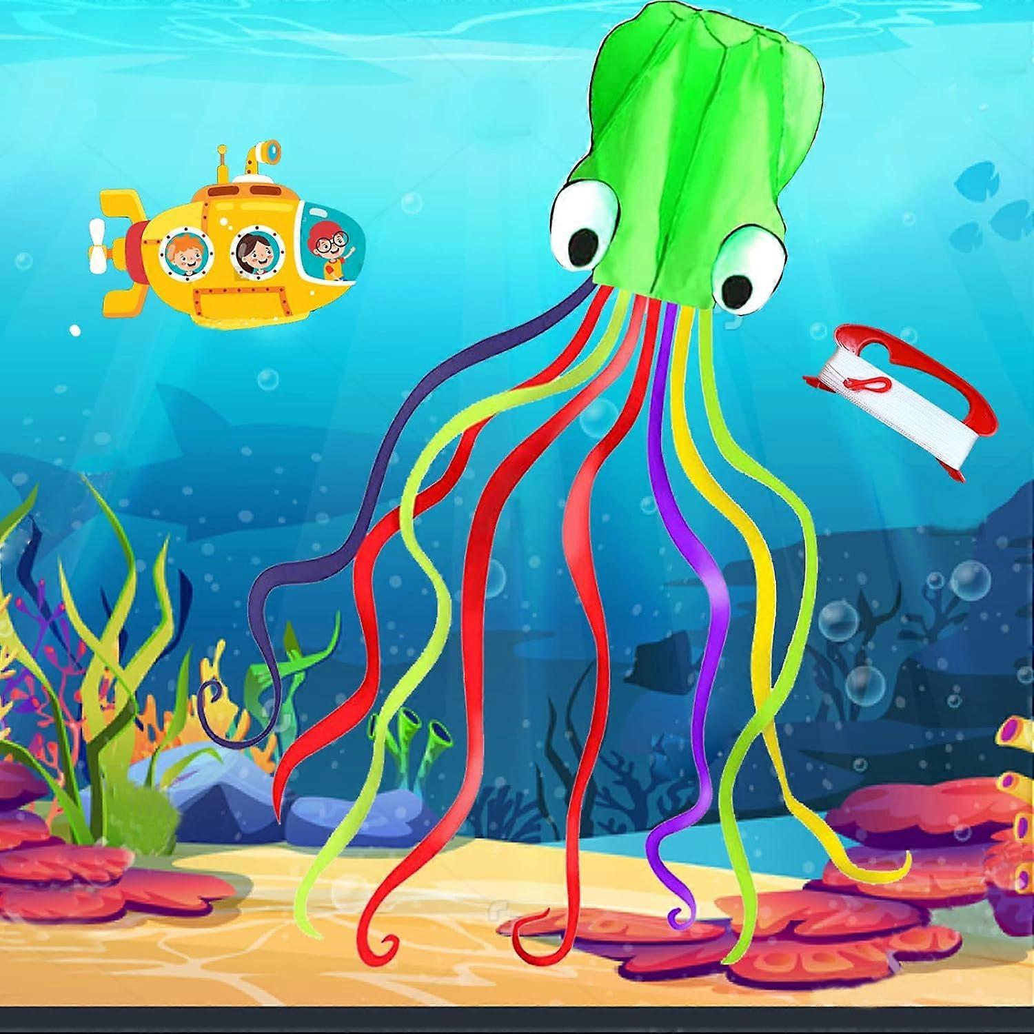 31 x 205 Inch Software Octopus Kite With Tail Handle 295ft String For Kids & Adults Easy to Assembly