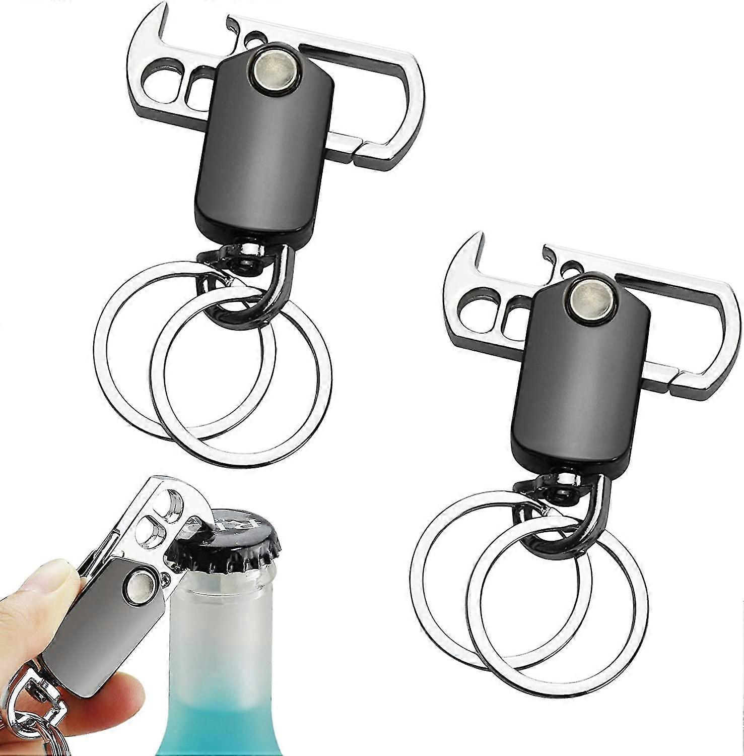 2024 2 Pcs Personalized Mens Keychain Metal Keychain, For Fingertip Bottle Opener / Spinner