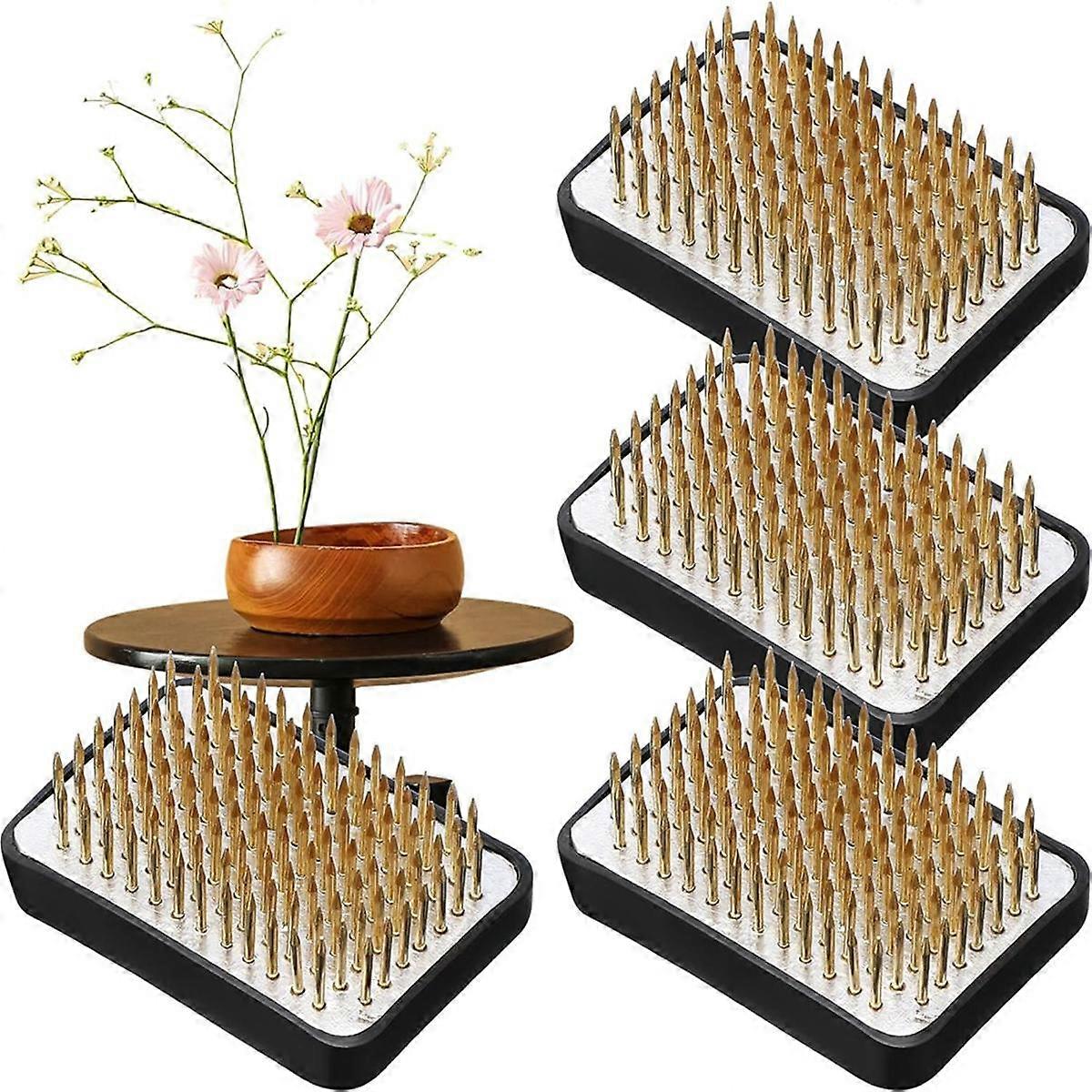 4 Pieces Flower Frog Rectangular Brass Flower Holder Fixing Tool Pins for Flower Arranging Home DIY