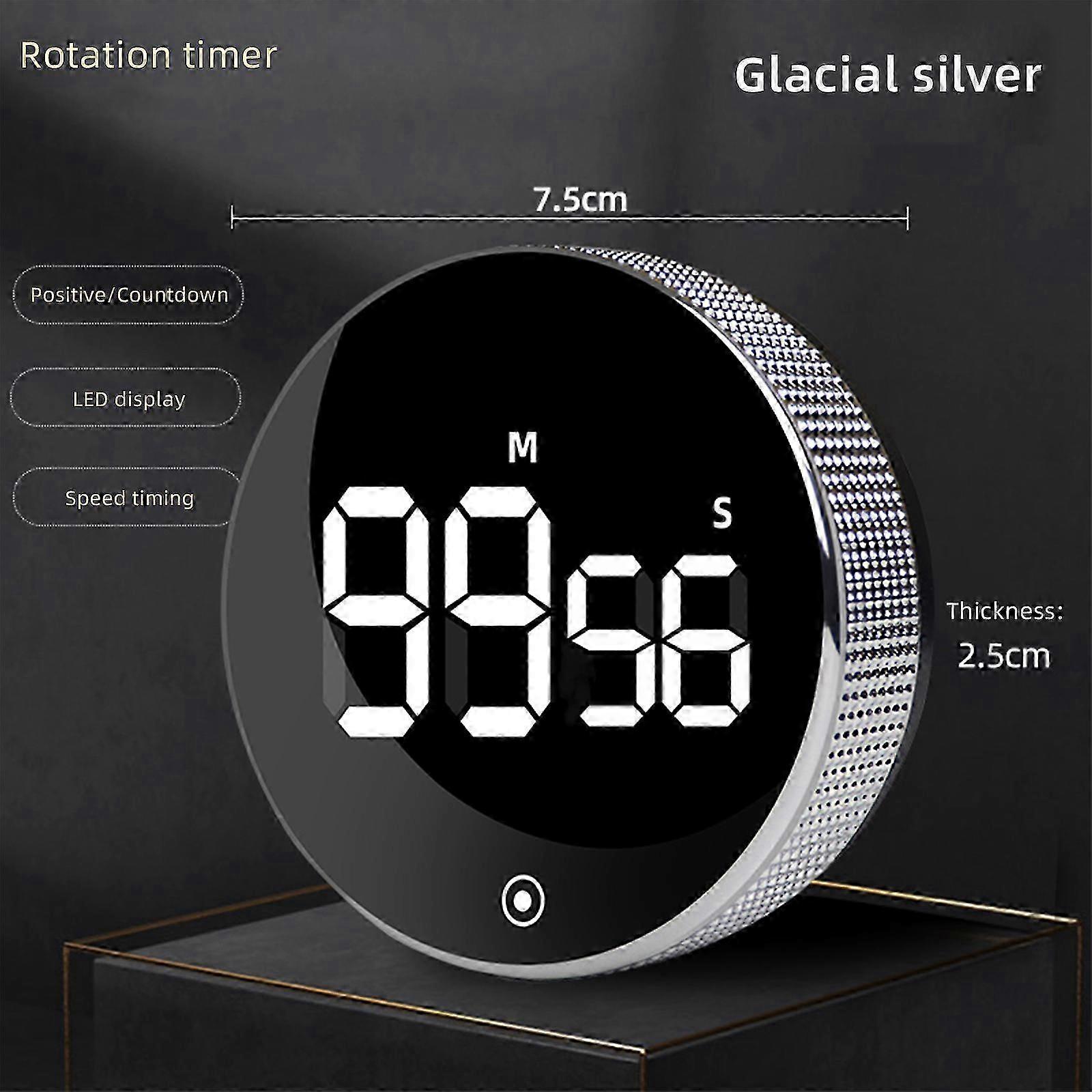 Black self-discipline rotating timer magnetic LED silent timer kitchen countdown