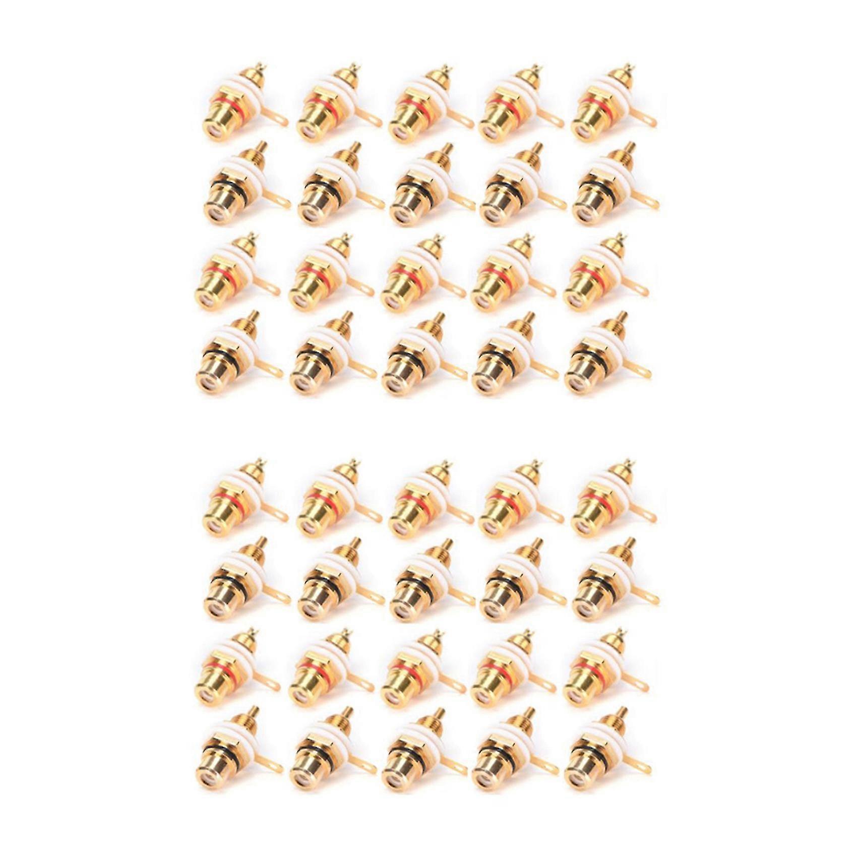40Pcs Gold Plated RCA Terminal Jack Plug Female Socket Chassis Panel Connector for Amplifier Speake