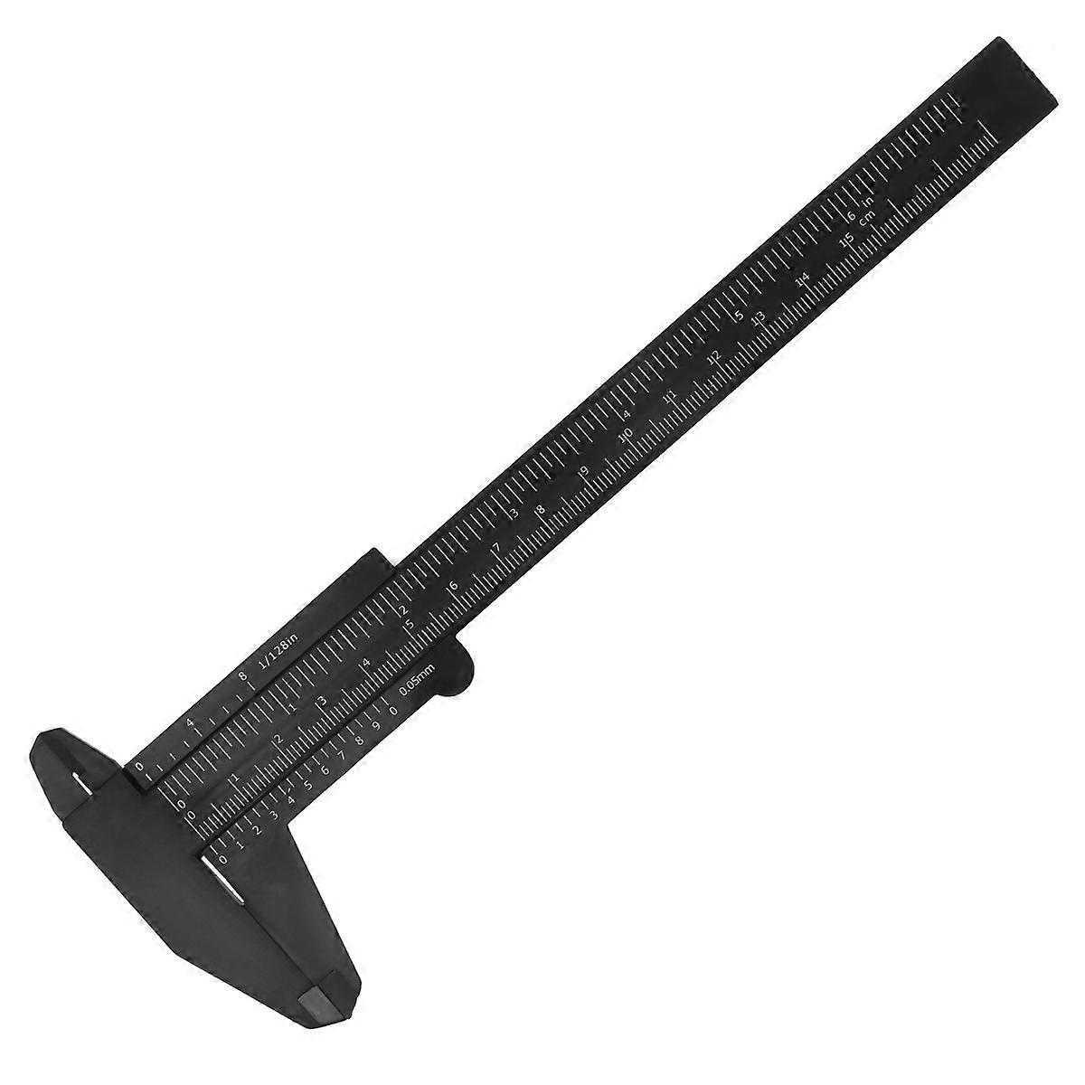 150mm 0.5mm Mini Vernier Caliper Metric Plastic Portable Sliding Pocket Caliper Ruler Measuring Tool (Black)