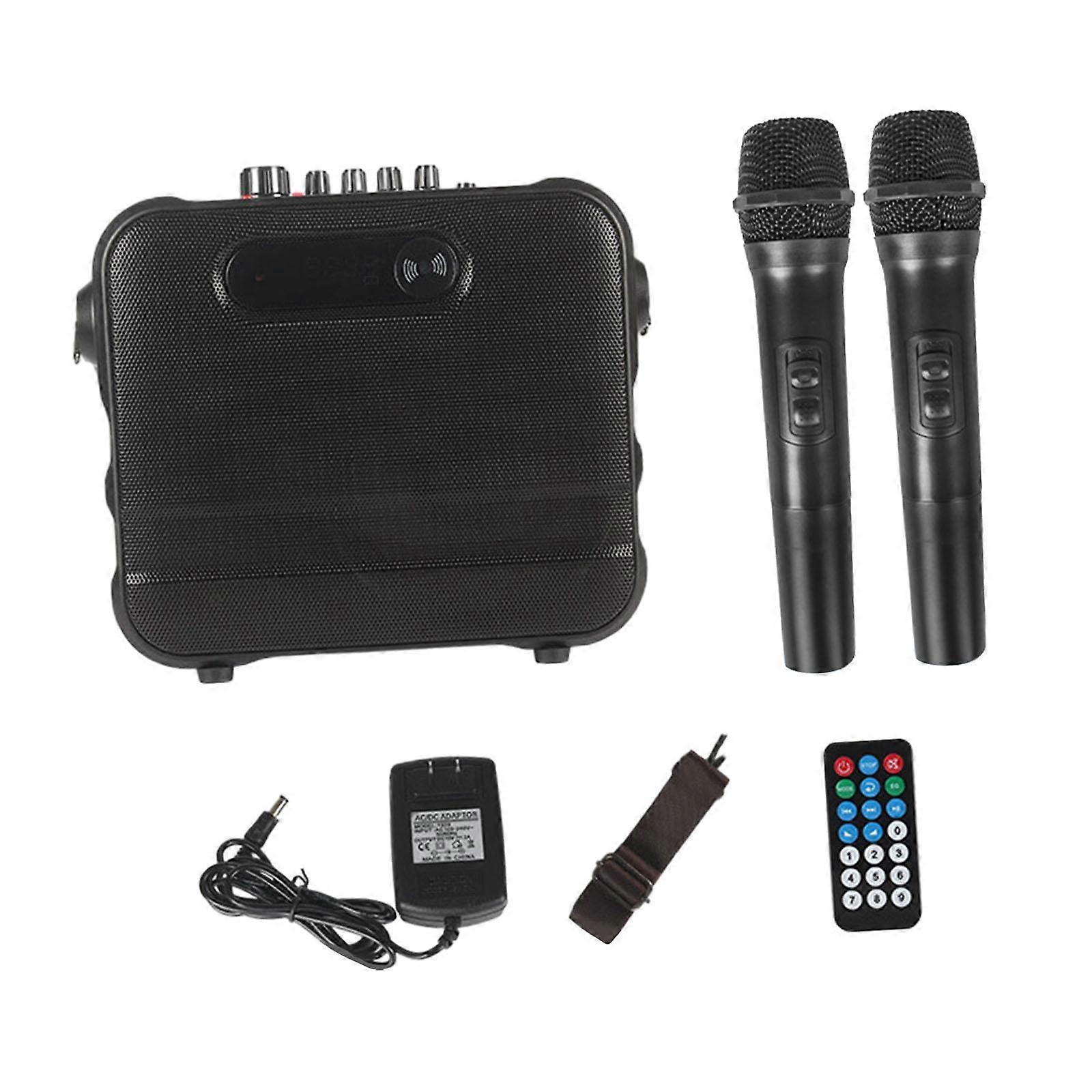 Bærbar karaokehøyttaler med to karaokemikrofoner for møtegaver gull