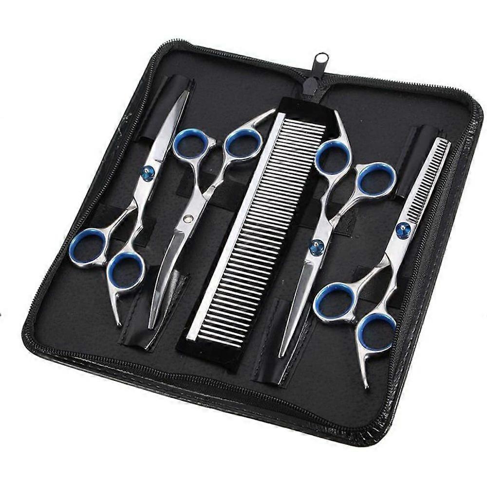 Dog Scissors Fur Scissors for Dogs Cat 5-in-1 Sharp Curved Scissors Set Dog Groo