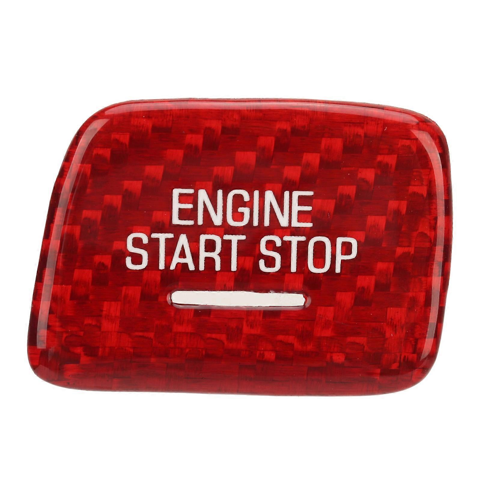 Engine Push to Start Button Cover Carbon Fiber Start Switch Cap Replacement for C7 2013 to 2019 Red YEMAA