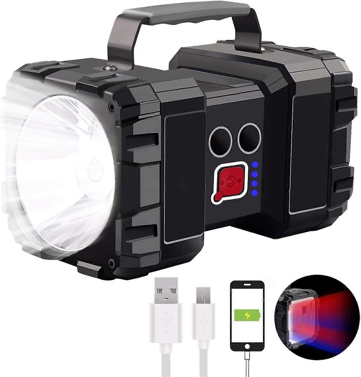Rechargeable Spotlight Flashlight, 6000Lumen Super Bright LED Spotlight Flashlight Searchlight