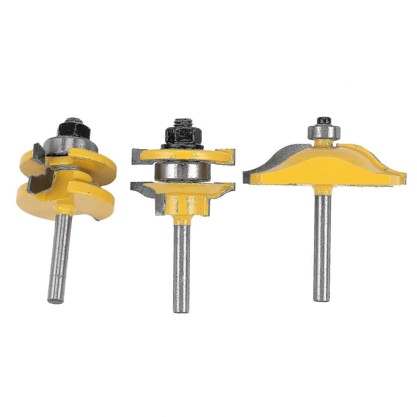 3pc1/4 Shank Raised Panel Cabinet Door Router Bit Set -3 Bit Ogee