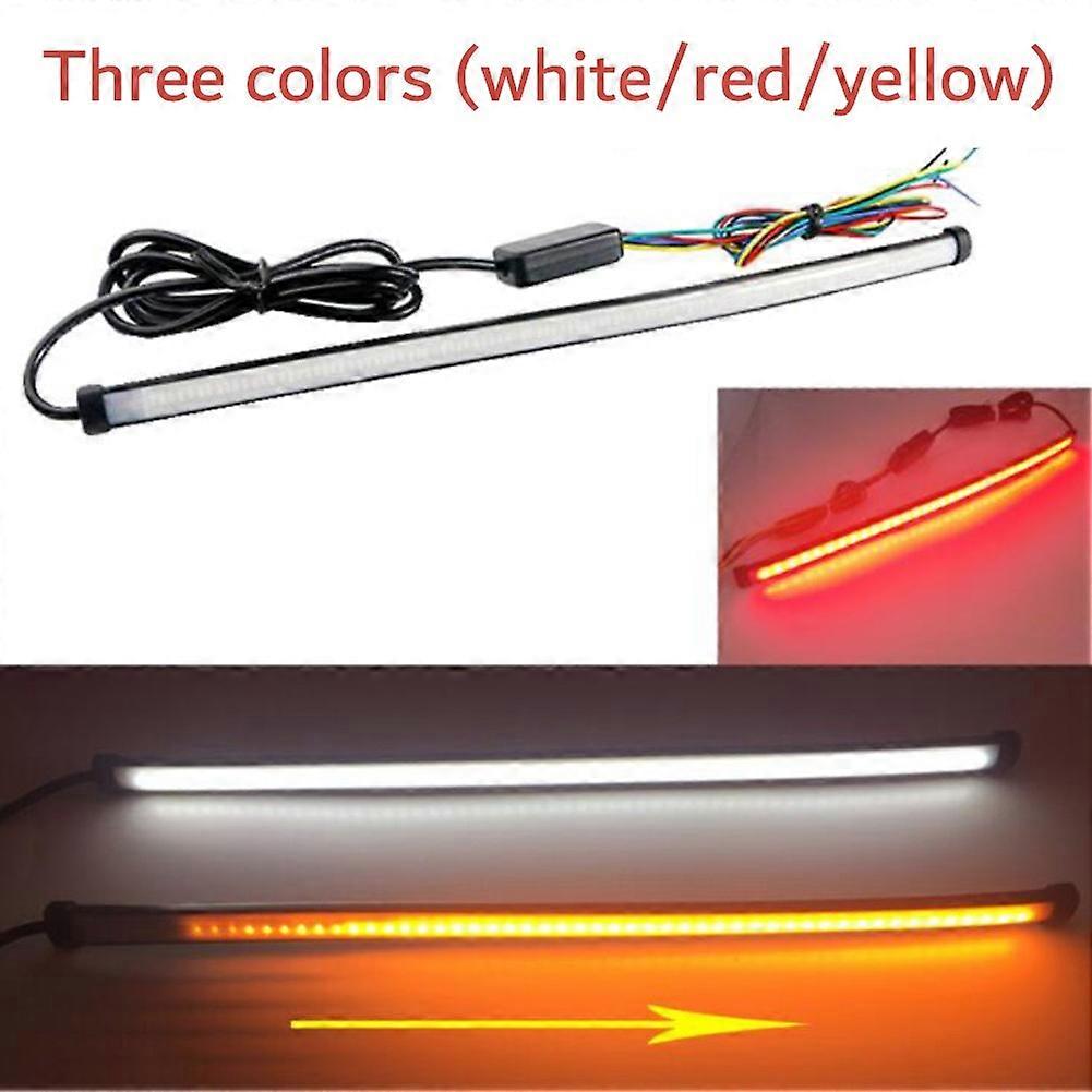 30cm Flowing Motorcycle Light 3 Color LED Light Strip Tail Brake Turn Signal Strip Lights Lamp Bar Taillight