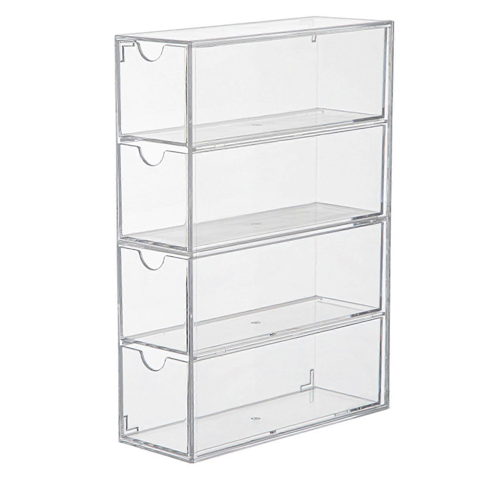 4 Layer Transparent Eye Glass Display Cases Stackable Eyewears Desktop Organiser for Living Room Home