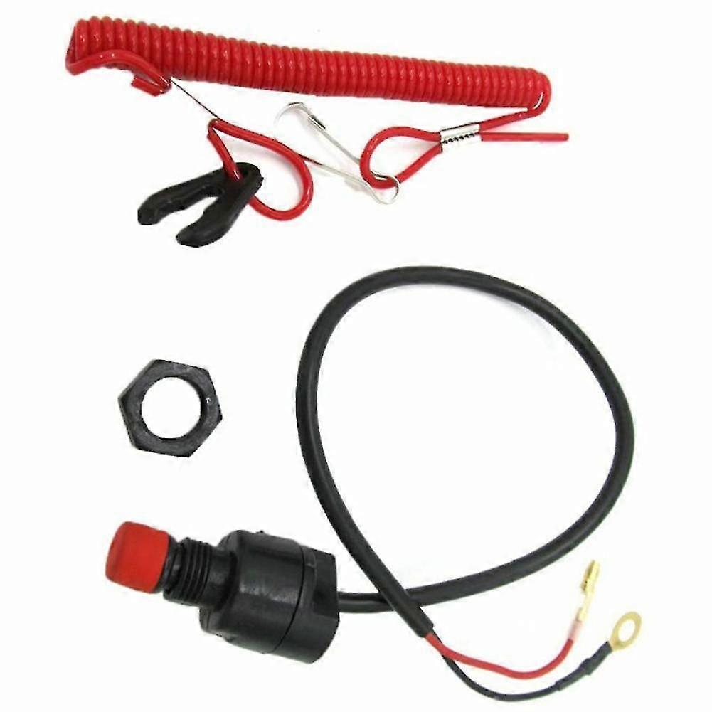 Outboard Engine Motor Urgent Stop Switch With Safety Tether Lanyard Professional Start-stop Pushbutton For Motorcycle