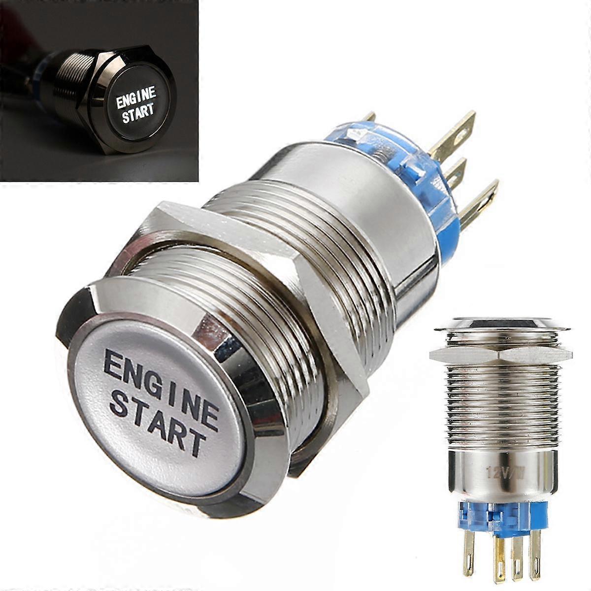 Peigu 12V 19mm Waterproof Car Metal Momentary Engine Start Push Button Switch LED