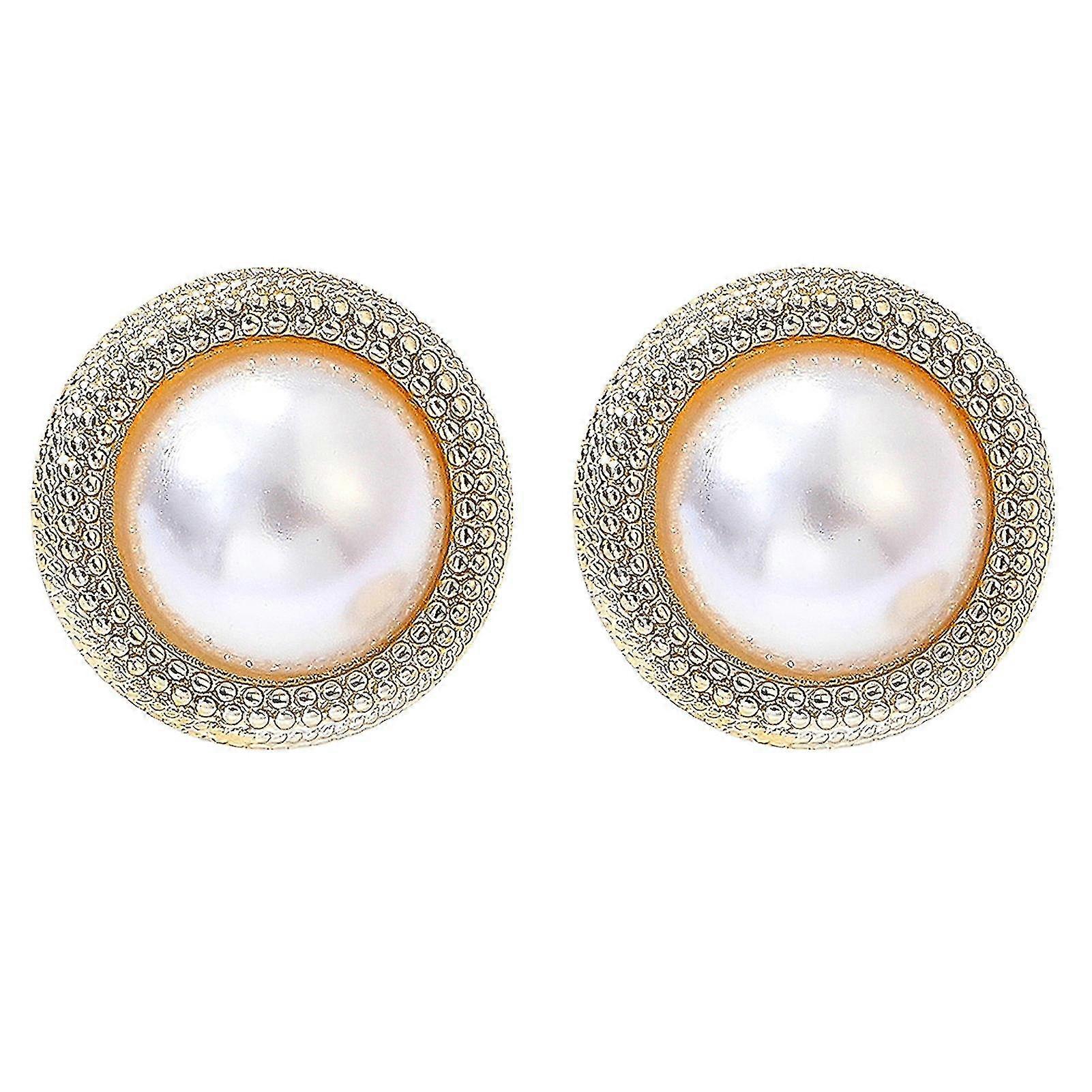 Women's Imitation Pearls Ear Stud Large Beads Decor Vintage Ear Jewelry