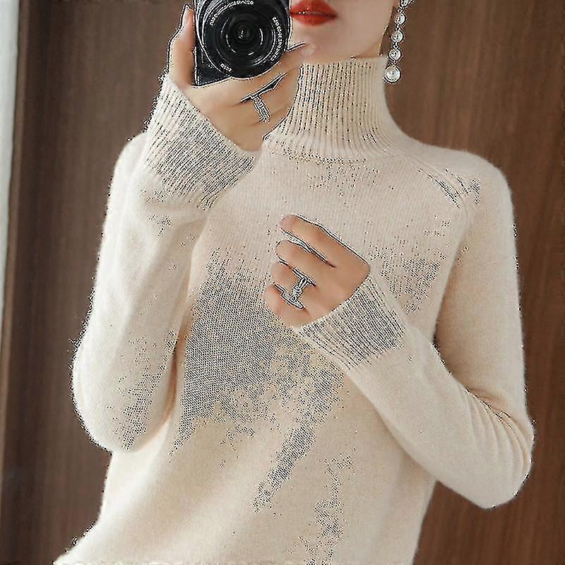 Spring, Autumn And Winter Women's Cashmere Sweater Turtleneck Pullover Slim Solid Color High-quality Warmth Superb-fast Delivery